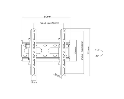 Desen tehnic al unui suport TV cu dimensiuni