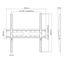 Desen tehnic al unui suport TV de perete cu dimensiuni