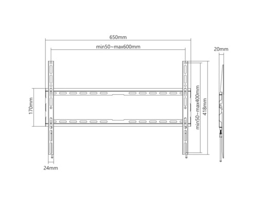 Dimensiunile suportului de perete pentru televizor