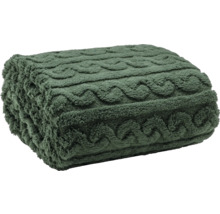 Pătură verde pliată din fleece cu model împletit