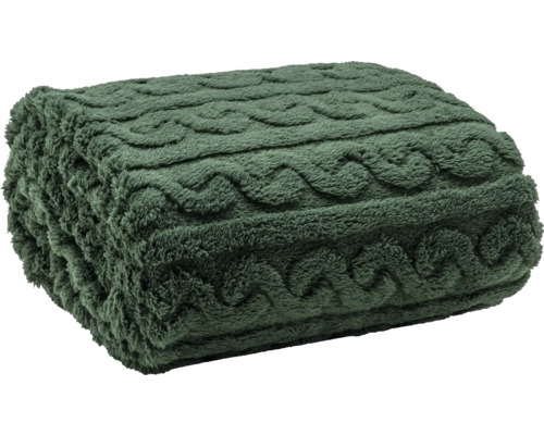 Pătură verde pliată cu model împletit