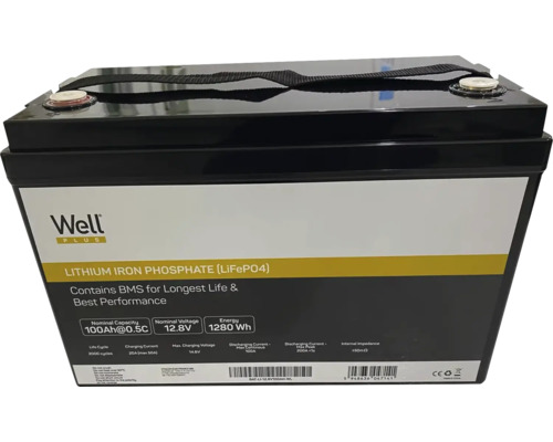 Baterie litiu-fier-fosfat cu 100 de amperi-oră și 12,8 volți