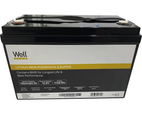 Acumulator LiFePO4 Well 12,8V 135Ah 1782Wh BMS M8 Baterie litiu-fier-fosfat cu o capacitate de 135 de amperi-oră