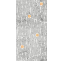 Placă decorativă cu model de marmură, linii albe și motive circulare