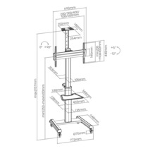 Desen tehnic al unui suport TV mobil cu dimensiuni