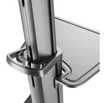 Prim-plan al unui suport TV cu raft