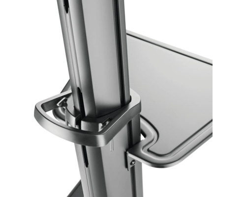 Prim-plan al unui suport TV cu raft