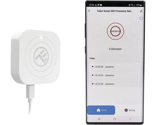 Senzor de prezență Tellur Smart WiFi cu afișaj smartphone