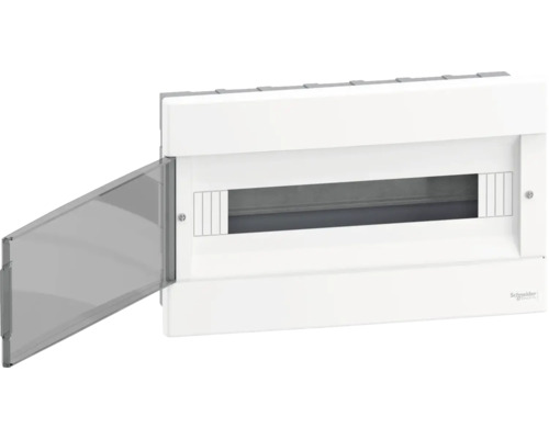 Cutie de distribuție cu ușă transparentă și logo Schneider Electric