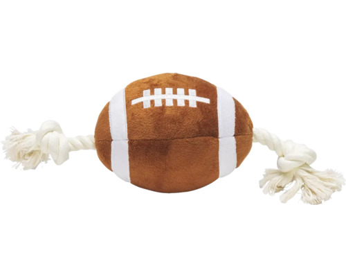 Jucărie câini Beeztees minge rugby cu sfoară pluș 33x11x11 cm Jucărie pentru câini în formă de minge de fotbal american cu sfoară