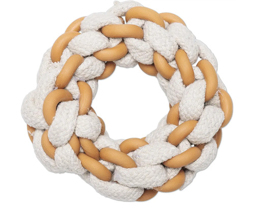 Jucărie pentru câini inel din sfoară și plastic