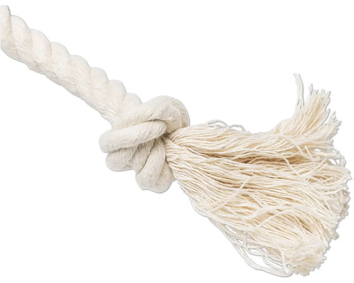 Frânghie albă cu nod și capătul destrămat