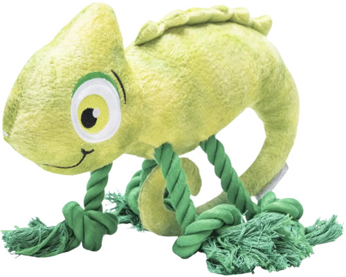 Jucărie câini Beeztees Dschungel Kodi cameleon pluș 30x11,5x7,5 cm Jucărie de pluș chameleon pentru câini cu picioare din frânghie