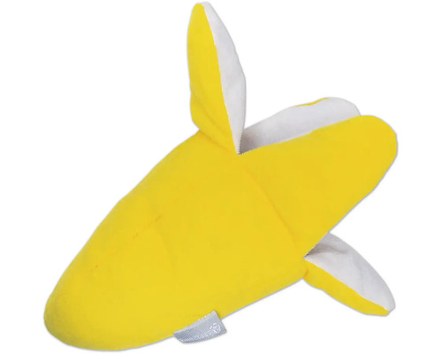 Jucărie de pluș galbenă în formă de banană pentru animale de companie