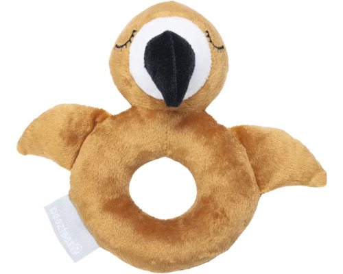 Jucărie câini Beeztees Puppy Flamy cu zornăitoare pluș 16x18x8,5 cm Jucărie de pluș cu gaură în formă de pasăre ca jucărie pentru bebeluși