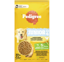Ambalaj Pedigree Junior hrană uscată pentru câini cu păsări și legume, 12 kilograme
