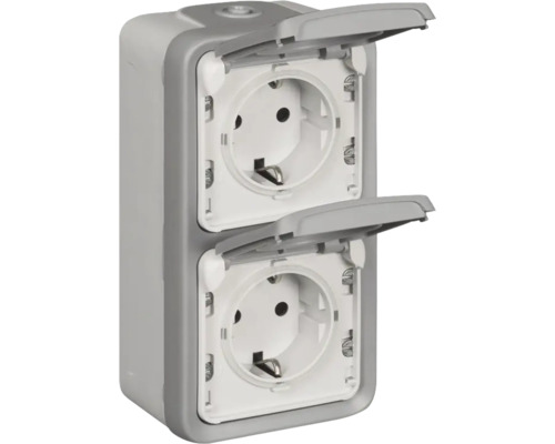 Priza dublă cu capac rabatabil pentru exterior