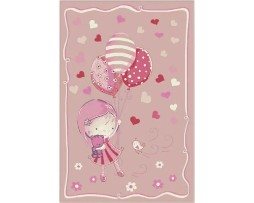 Covor cu motiv de fată, balon și inimă