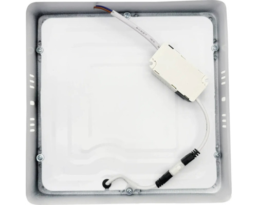 Vedere din spate a unei lămpi de tavan LED pătrate cu cablaj