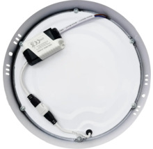 Plafonieră rotundă, vedere din spate cu cablaj și driver LED