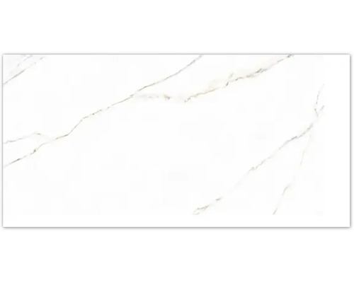 Gresie interior porțelanată rectificată Luna alb 60x120 cm Placă ceramică albă cu aspect de marmură