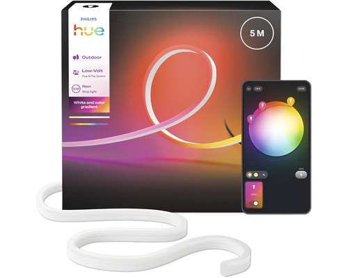 Bandă luminoasă neon pentru exterior Philips Hue, 5 metri, cu control prin smartphone