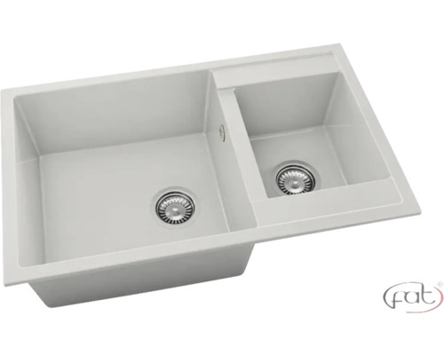 Chiuvetă bucătărie marmură compozit 2 cuve FAT Avangard 234 49x90 cm fără picurător Granit polar reversibilă Chiuvetă de bucătărie cu două cuve