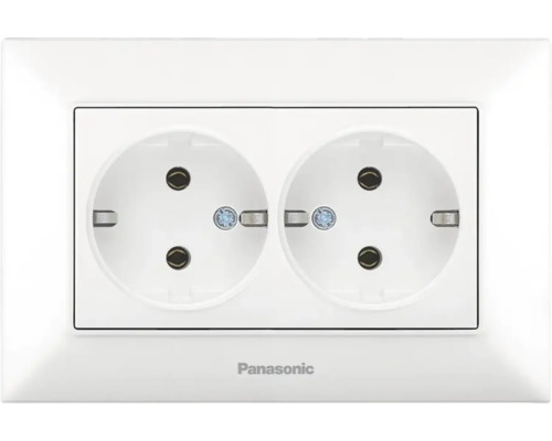 Priză dublă cu împământare Panasonic Arkedia Slim, alb, incl. ramă buc