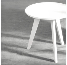 Măsuță laterală rotundă albă cu trei picioare