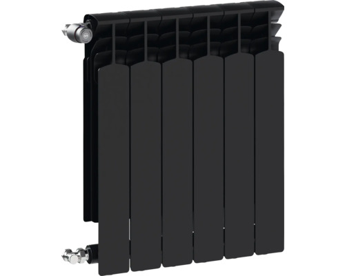 Radiator aluminiu Armatura 600 mm 6 elemenți negru Radiator negru cu mai multe nervuri