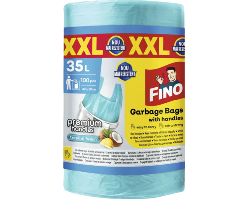 Saci de gunoi XXL cu mânere, 35 litri, 100 bucăți