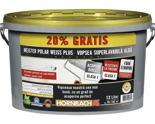 Găleată cu vopsea superlavabilă Meister Polar Weiss Plus