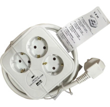 Bloc triplu de prize cu două porturi USB și cablu de 1,4 metri