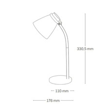 Desen tehnic al unei lămpi de birou cu dimensiuni