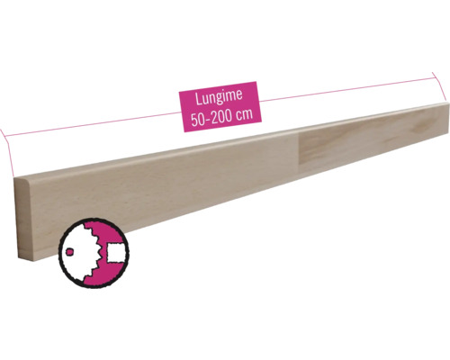 Plintă scară fag 60x18 mm (lungime configurabilă) Plintă din lemn cu indicarea lungimii de 50 până la 200 centimetri