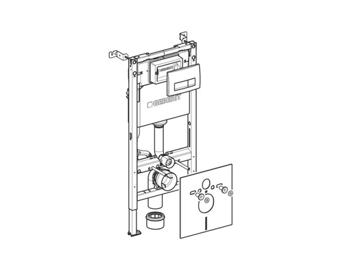 Sistem de instalații Geberit pentru WC suspendat cu placă de acționare și material de fixare