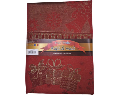 Față de masă din policon cu motive de cadouri și fulgi de zăpadă