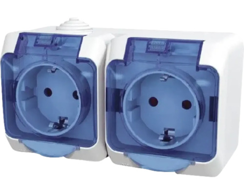 Priza dublă de exterior cu capac rabatabil