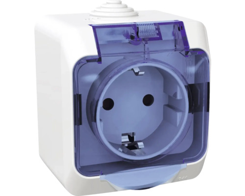 Priză pentru încăperi umede cu capac rabatabil