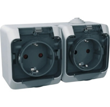 Priză dublă de exterior cu capac rabatabil