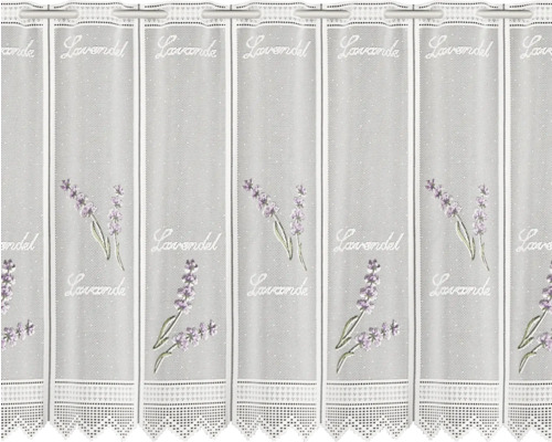 Perdea bucătărie Lavande 45x150 cm Cortină cu model de lavandă pentru decorarea ferestrelor