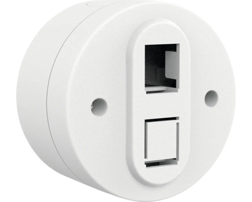 Cutie de date albă cu două porturi pentru transfer de date