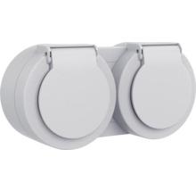 Priza dublă cu capac rabatabil pentru exterior