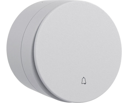 Buton cu revenire Ovivo xOne Big Button IP54 gri, simbol sonerie, montaj aplicat Sonerie rotundă cu simbol de clopot