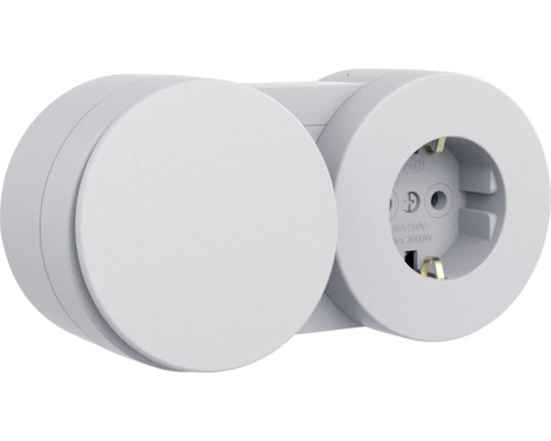Întrerupător simplu & priză cu împământare Ovivo xOne Big Button IP54 gri, montaj aplicat Priza dublă pentru interior