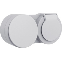 Priza dublă de exterior cu capac rabatabil