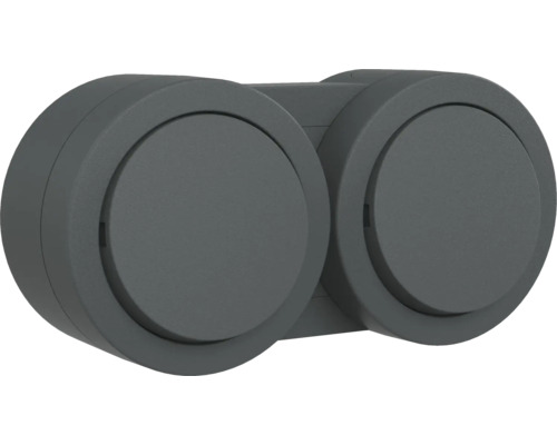 Întrerupător dublu modular Ovivo xOne IP54 antracit, montaj aplicat Buton dublu pentru mobilă