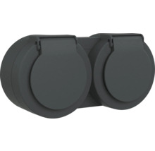 Priză dublă de exterior cu capac rabatabil