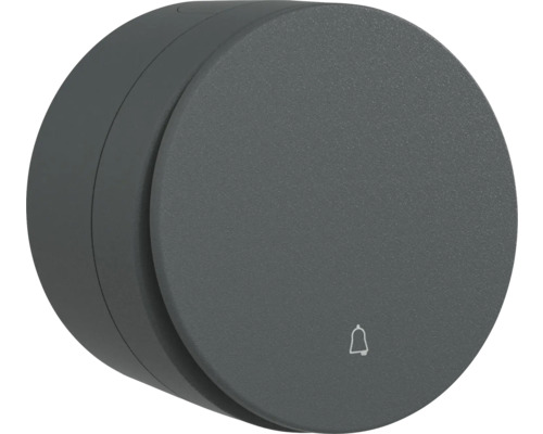 Buton cu revenire Ovivo xOne Big Button IP54 antracit, simbol sonerie, montaj aplicat Sonerie rotundă cu simbol clopoțel
