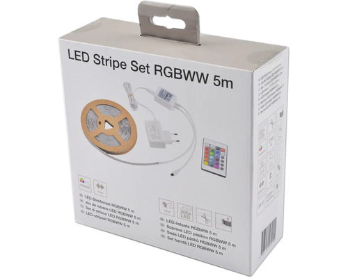 Set bandă LED RGBWW 5 metri în ambalaj